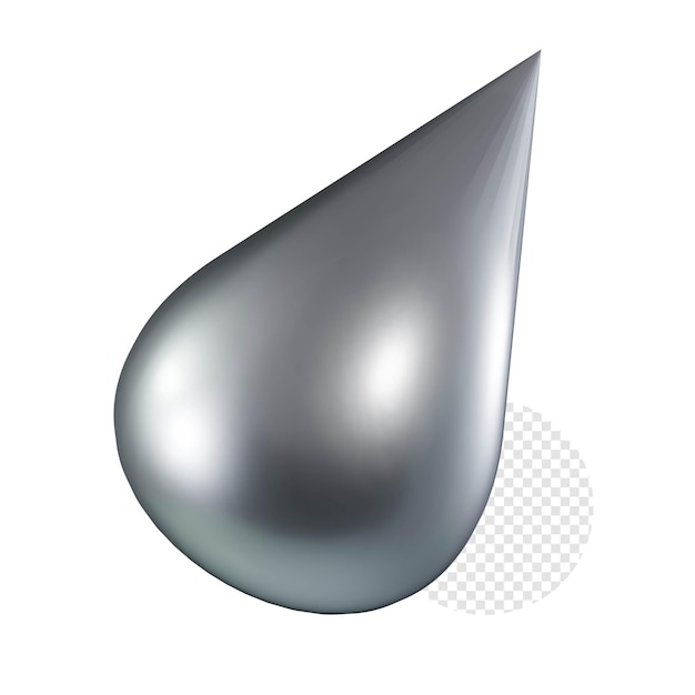 PSD 3d matt chrome silver drop png element