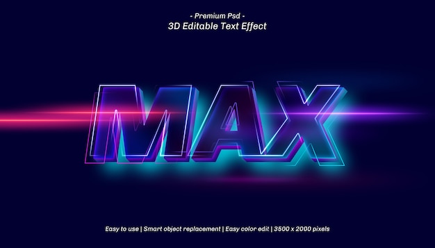 PSD 3d max editable text effect