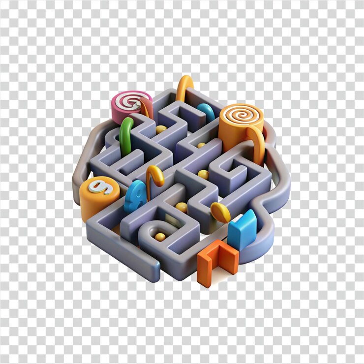 PSD 3d maze puzzle navigate colorful pathways