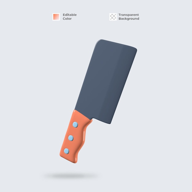 3d meat knife icon render isolated