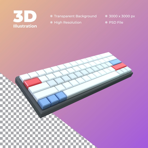 PSD 3d mechanische toetsenbordillustratie