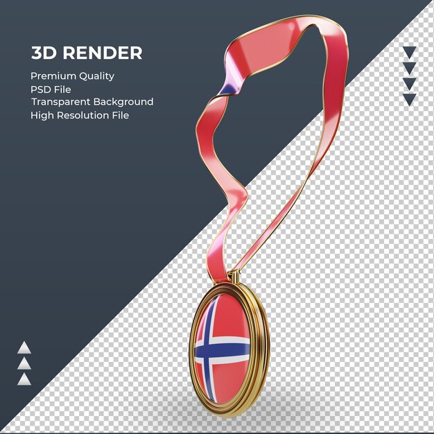 3d-medaille noorwegen vlag rendering juiste weergave