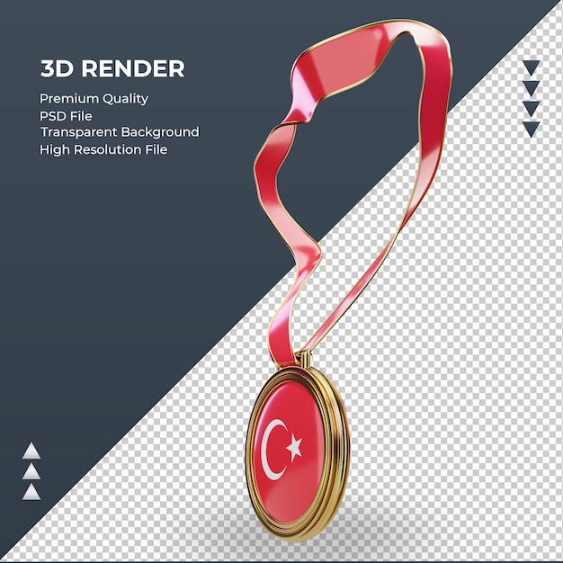 3d-medaille turkije vlag rendering juiste weergave