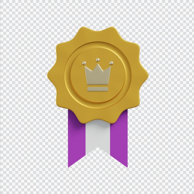 PSD 3d medal in 3d rendering isolated
