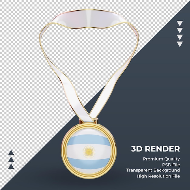 PSD 3d medal argentina flag rendering front view