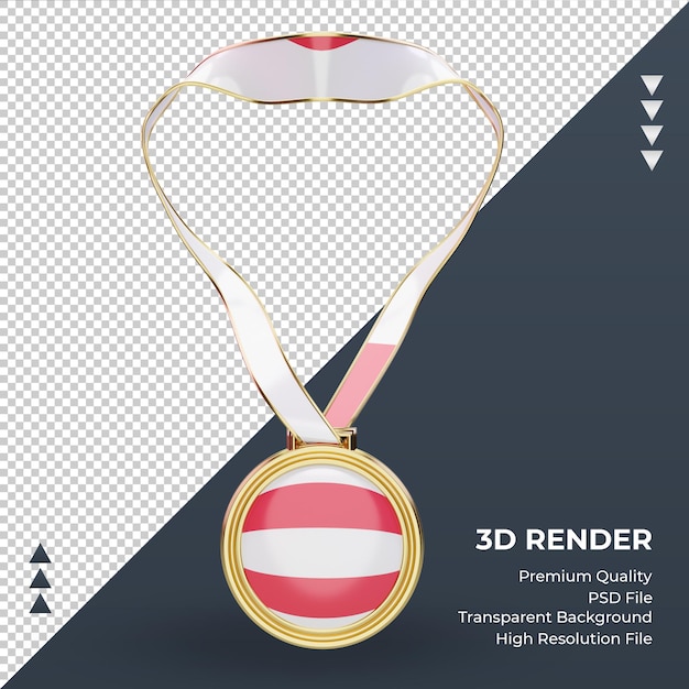 PSD 3d medal austria flag rendering front view