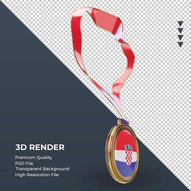 3d Medal Chorwacja Flaga Renderowania Lewy Widok