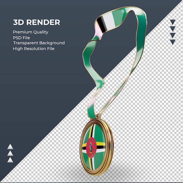 3d medal dominica flag rendering right view