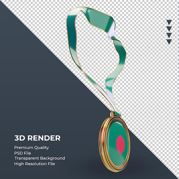 3d Medal Flaga Bangladeszu Renderujący Widok Z Lewej Strony