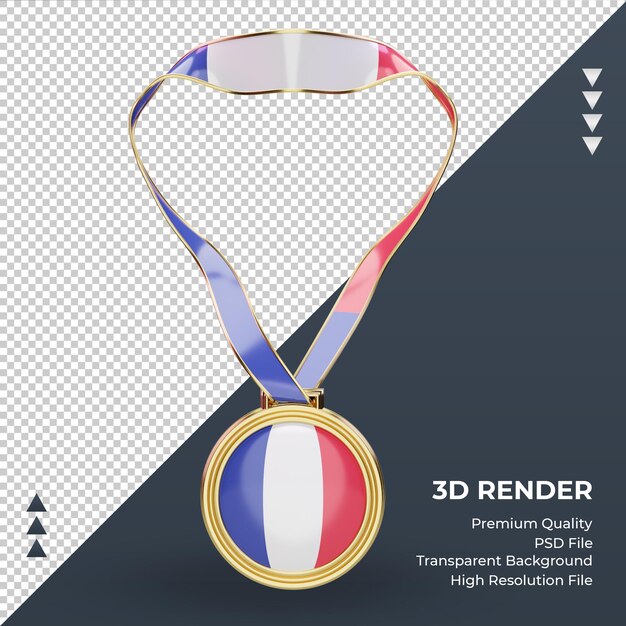 PSD 3d medal flaga francji renderująca widok z przodu