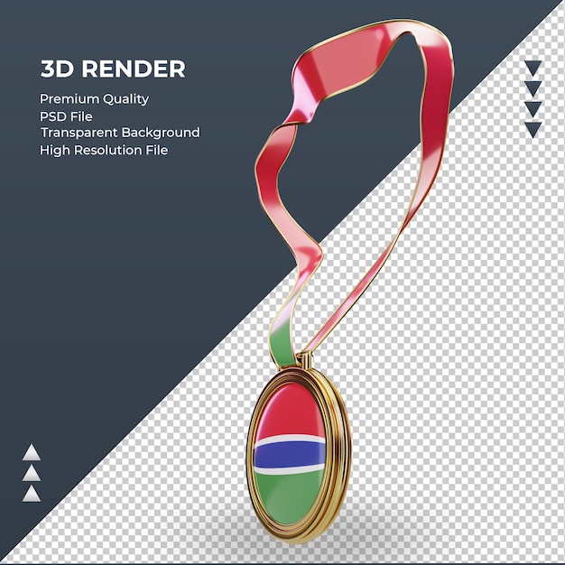 3d Medal Flaga Gambii Renderujący Prawy Widok