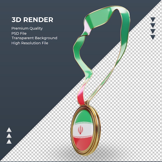 3d Medal Flaga Iranu Renderujący Prawy Widok