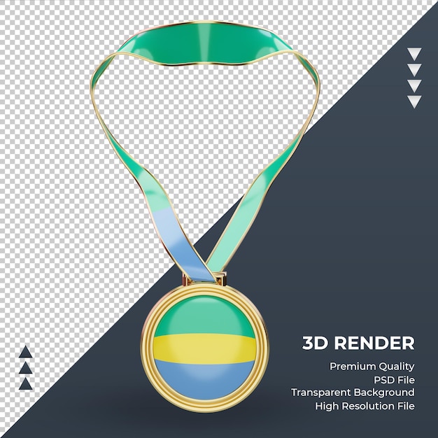 正面図をレンダリングする3dメダルガボンの旗