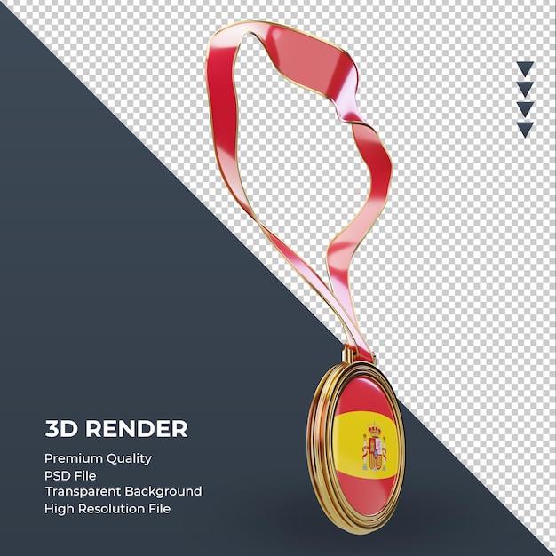 3d Medal Hiszpania Flaga Renderowania Lewy Widok