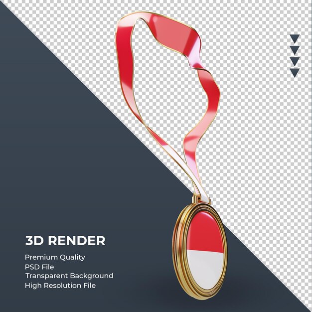 PSD 3d medal indonesia flag rendering left view
