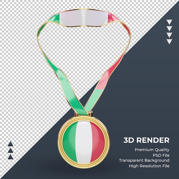 3d medaglia italia bandiera rendering vista frontale