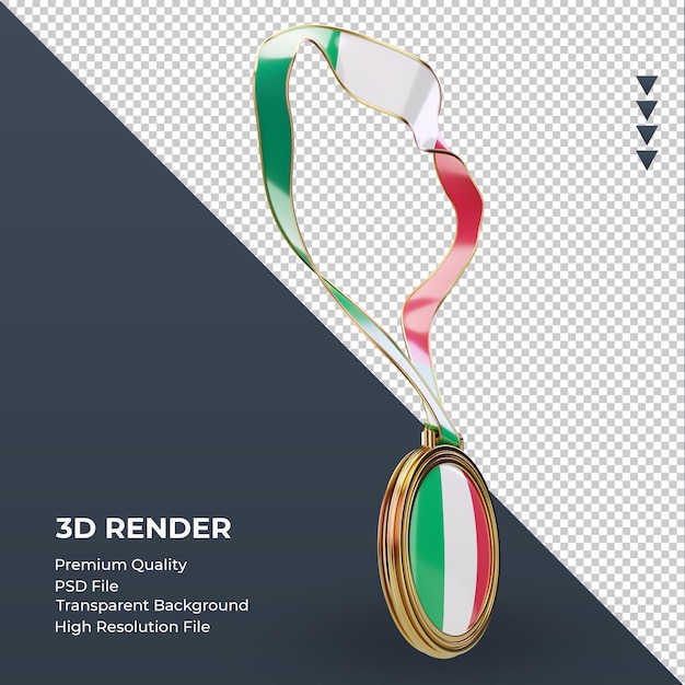 3d medaglia italia bandiera rendering vista a sinistra