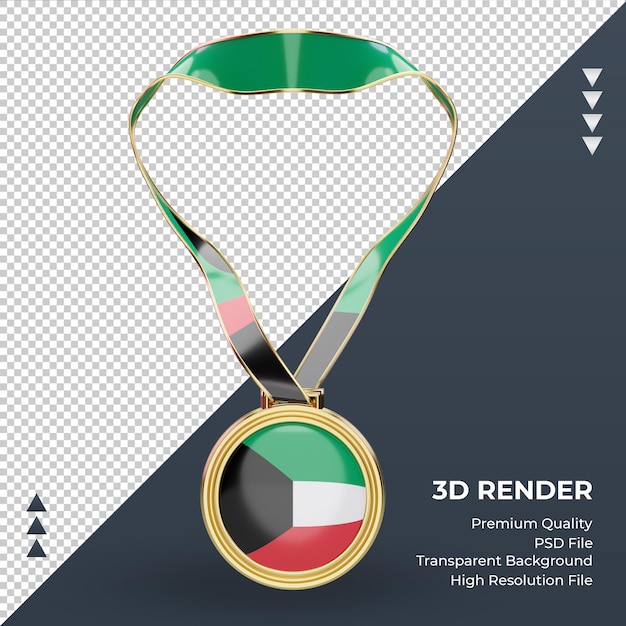 3d medal kuwait flag rendering front view