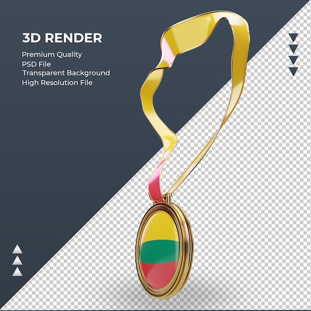 PSD 3d medal lithuania flag rendering right view