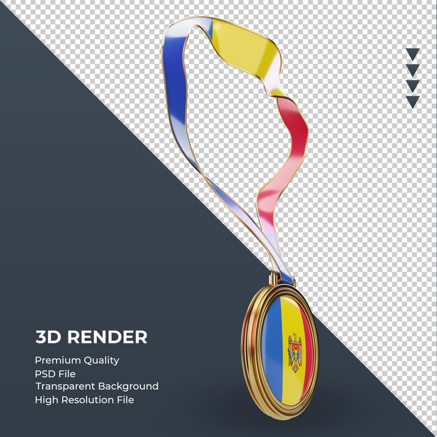 PSD 3d medal moldova flag rendering left view