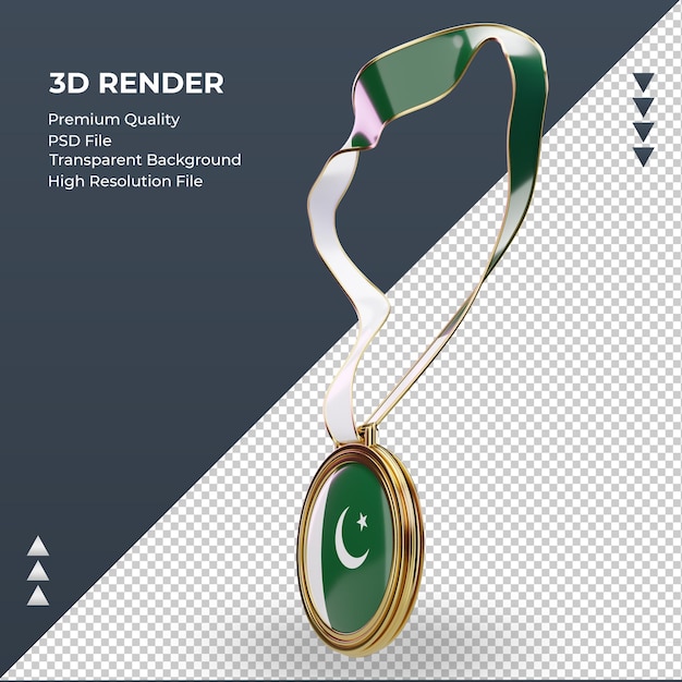 右のビューをレンダリングする3dメダルパキスタンの旗