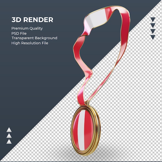 PSD 3d medal peru flag rendering right view