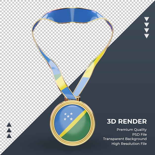 PSD 3d medal solomon islands flag rendering front view