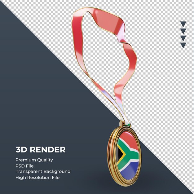 3d medal south africa flag rendering left view