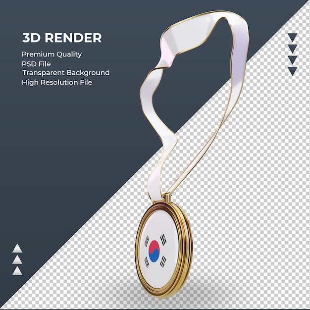 3d medal south korea flag rendering right view