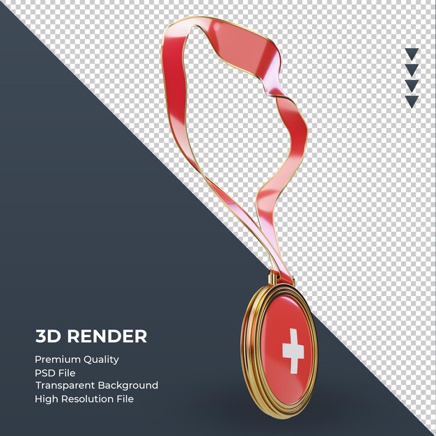 3d medal switzerland flag rendering left view