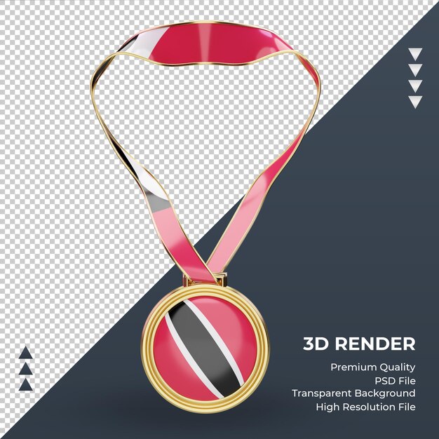 Medaglia 3d trinidad e tobago bandiera rendering vista frontale