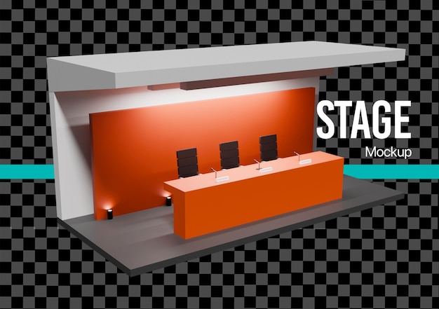 3D メディアセンター テーブル プレスコンファレンスデスクモックアップ