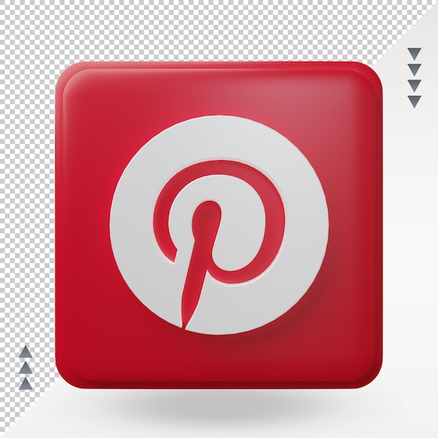 3d Media Społecznościowe Ikona Pinterest Renderująca Widok Z Przodu