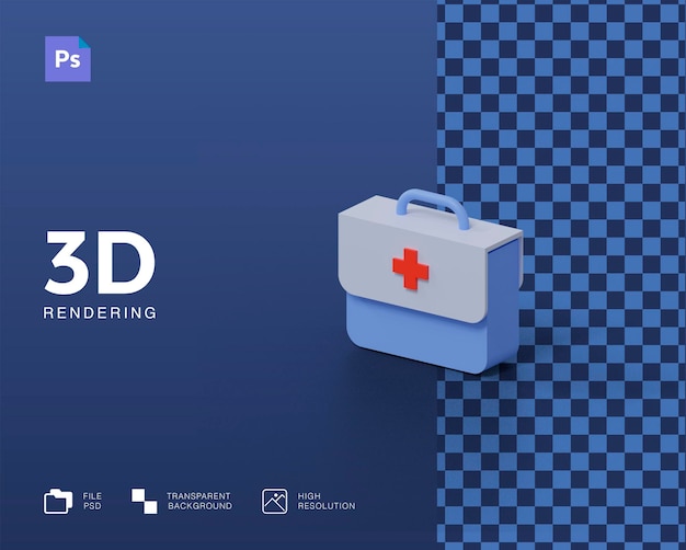 PSD 3d визуализация медицинской сумки изолированы