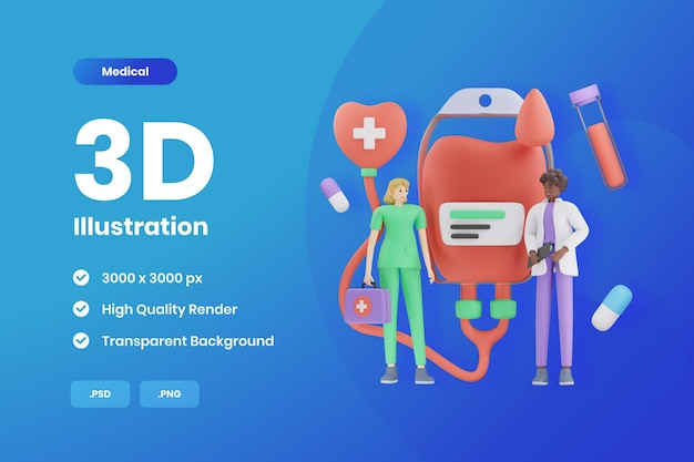 3D Medical Blood Test Illustration