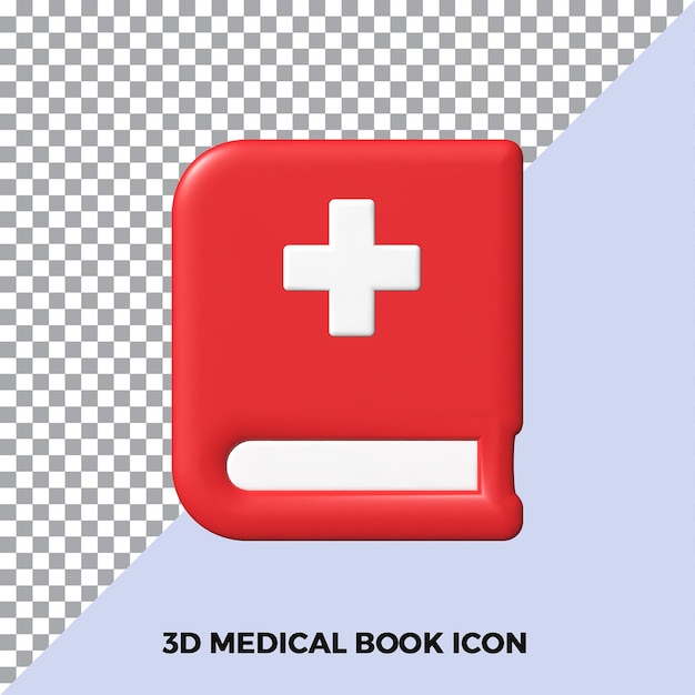 PSD icona del libro medico 3d isolata