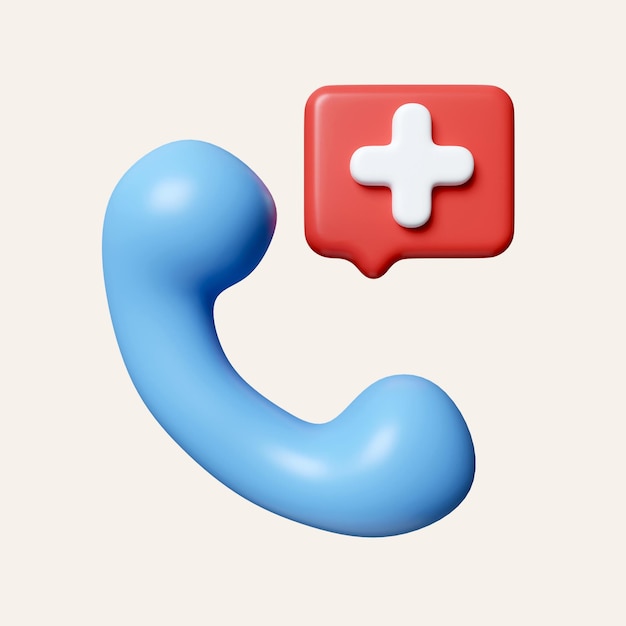 3D Medical call phone Emergency icon isolated background 3d rendering illustration