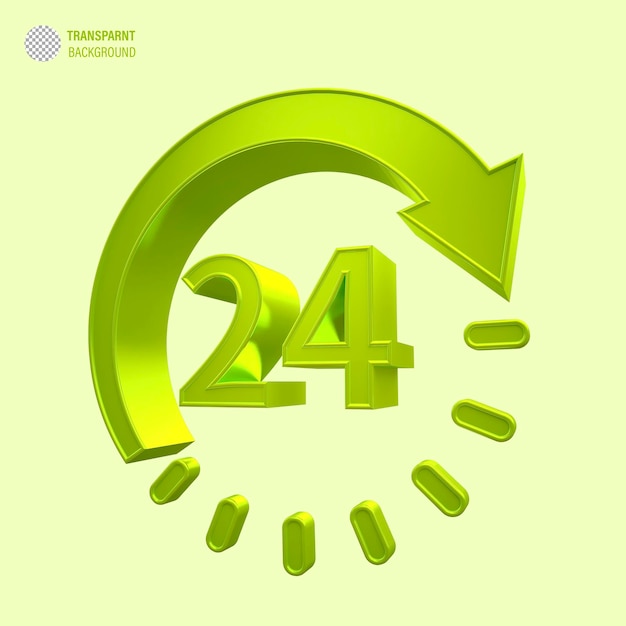 3d medical elements with a 24 hour clock green