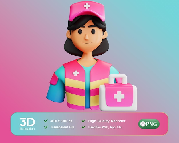 PSD 3d medical and healthcare 3d paramedic female