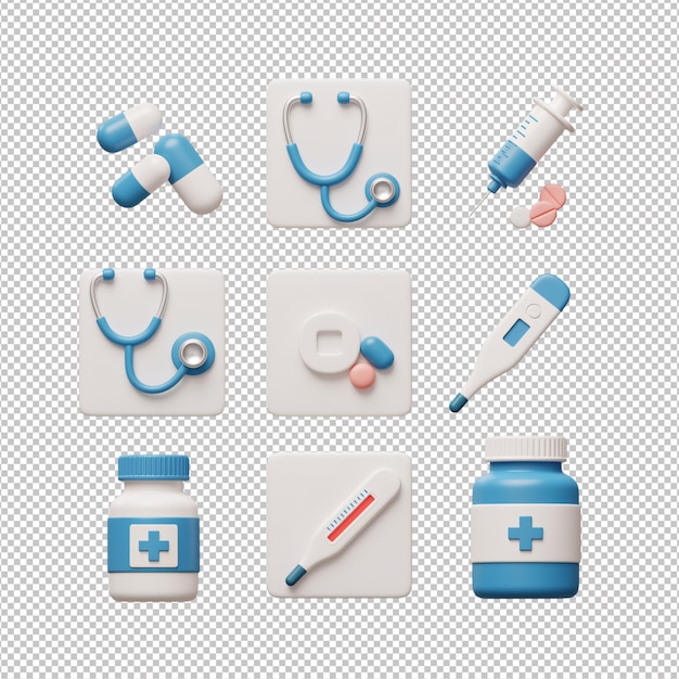 3d medical icons set