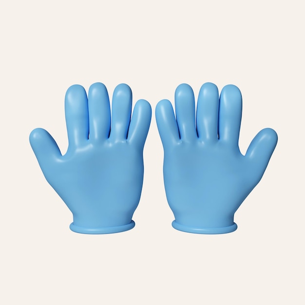 3d medical latex gloves surgical gloves put on for surgery operation other medical treatments icon isolated on white background 3d rendering illustration clipping path