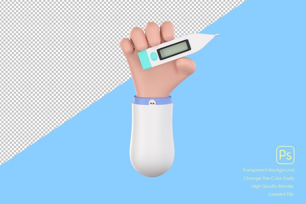 3d medical mans hand with holds the thermometer medical conceptxa