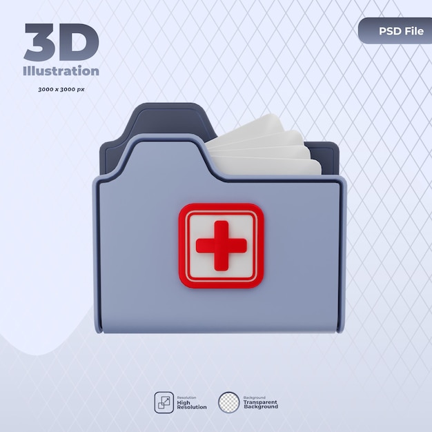 3d иллюстрация значка медицинской документации