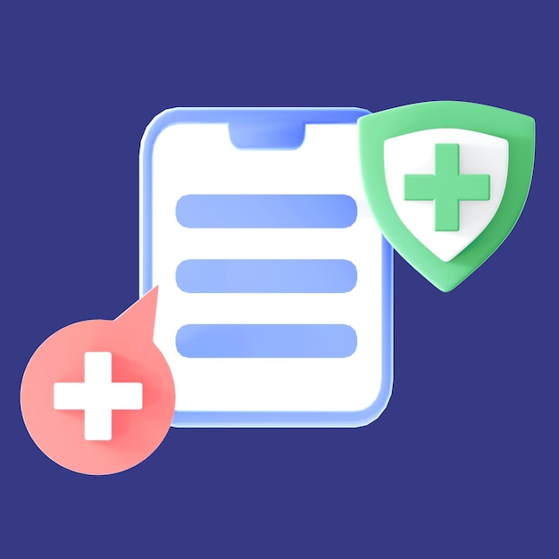 3d medical records icons transparent background psd