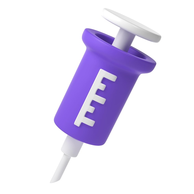 PSD 3d medical syringe icon with needle plasticine cartoon style vaccination concept illustration