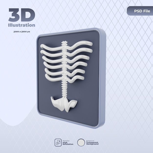 PSD illustrazione medica 3d dell'icona dei raggi x