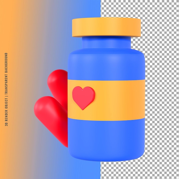 PSD 3d medicine bottle rendering object premium psd