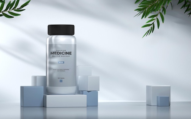 PSD 3d medicine or cosmetics bottle mockup