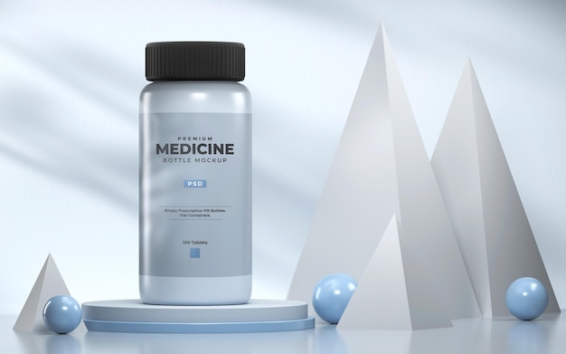 PSD 3d medicine or cosmetics bottle mockup