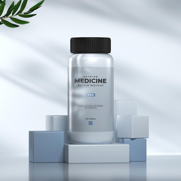 PSD 3d medicine or cosmetics bottle mockup